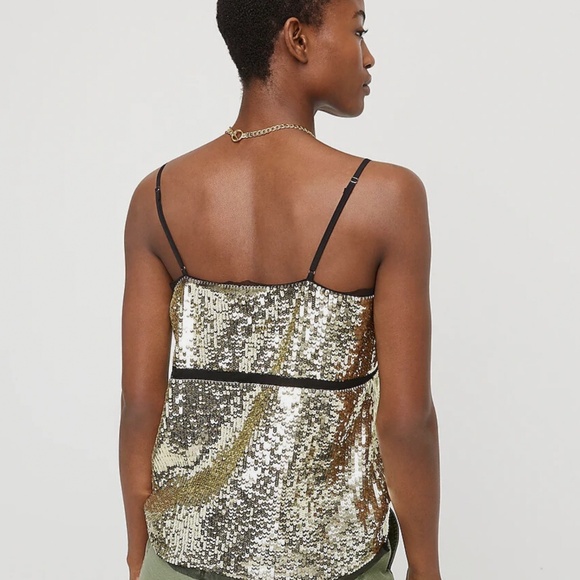 J Crew Collection Cami Tank Womens S Gold Sequin Tulle Party Holiday NEW $110 - Picture 3 of 4